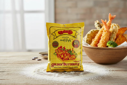 Golden Butterfly Temoura Flour - ရွှေလိပ်ပြာ အကြော်မှုန့်